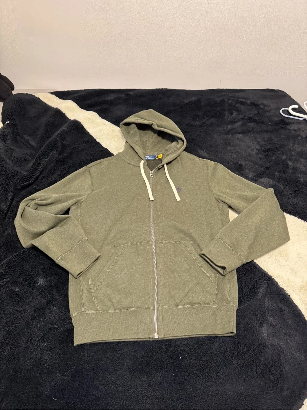 Polo Ralph Lauren Olive Green Hoodie with Purple Pony